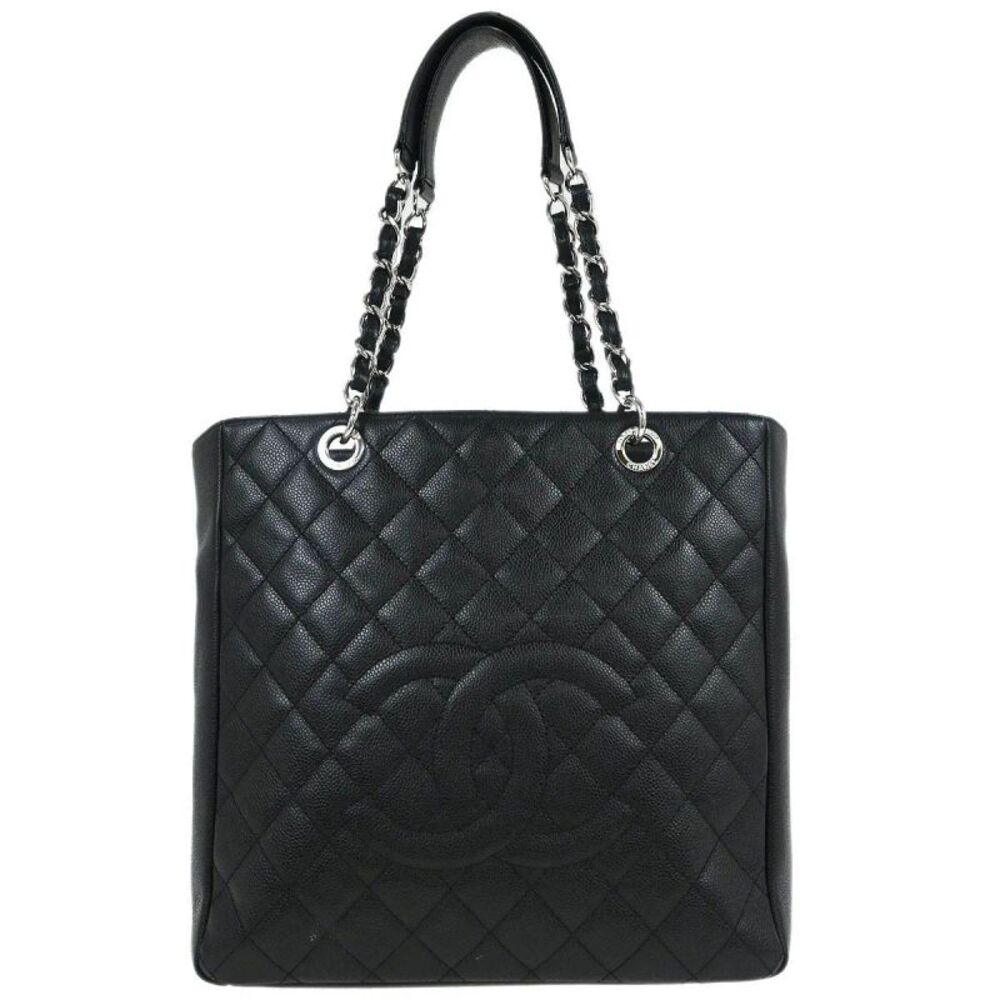 Chanel Petite Shopping Tote Quilted Caviar Black Leather Tote Bag Bag
